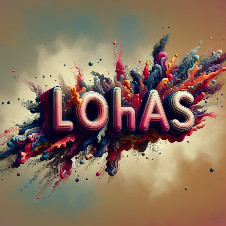 Text Lohas colorful splash 3d text and smoky background text effect image