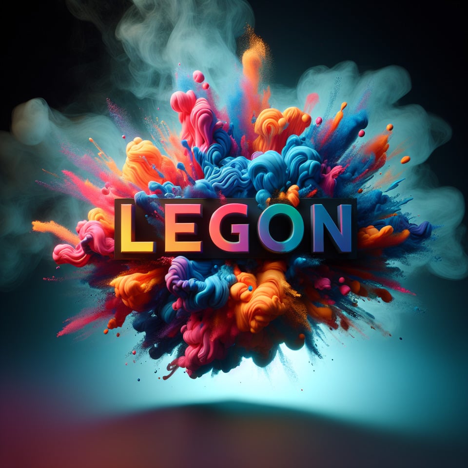 Text LEGION colorful splash 3d text and smoky background text effect image