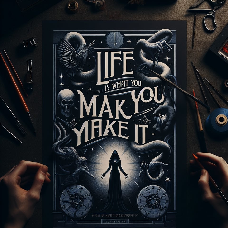 Life is what you make itconceptual arttypographyposterillustrationdark fantasycinematic text effect image