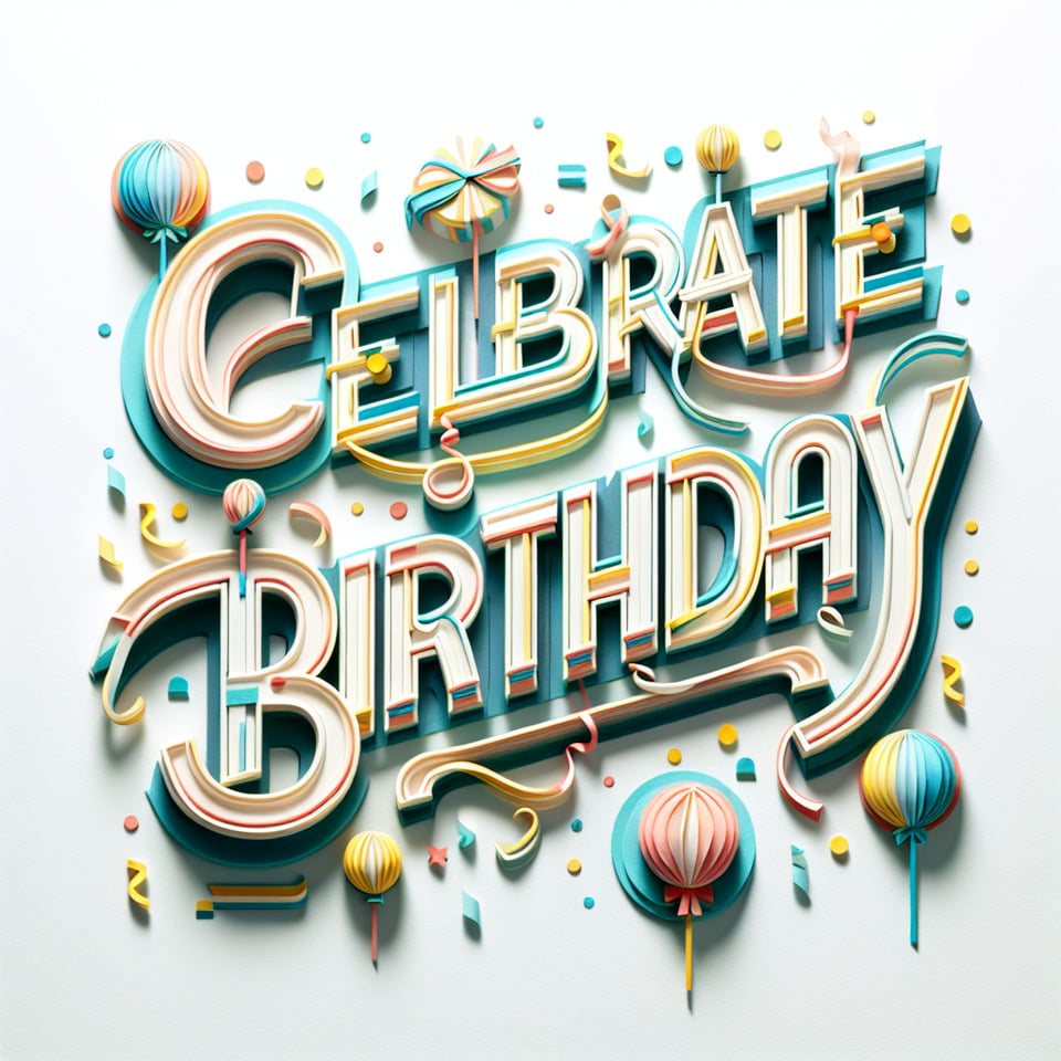 celebrate birthday text lettering design on white background text effect image