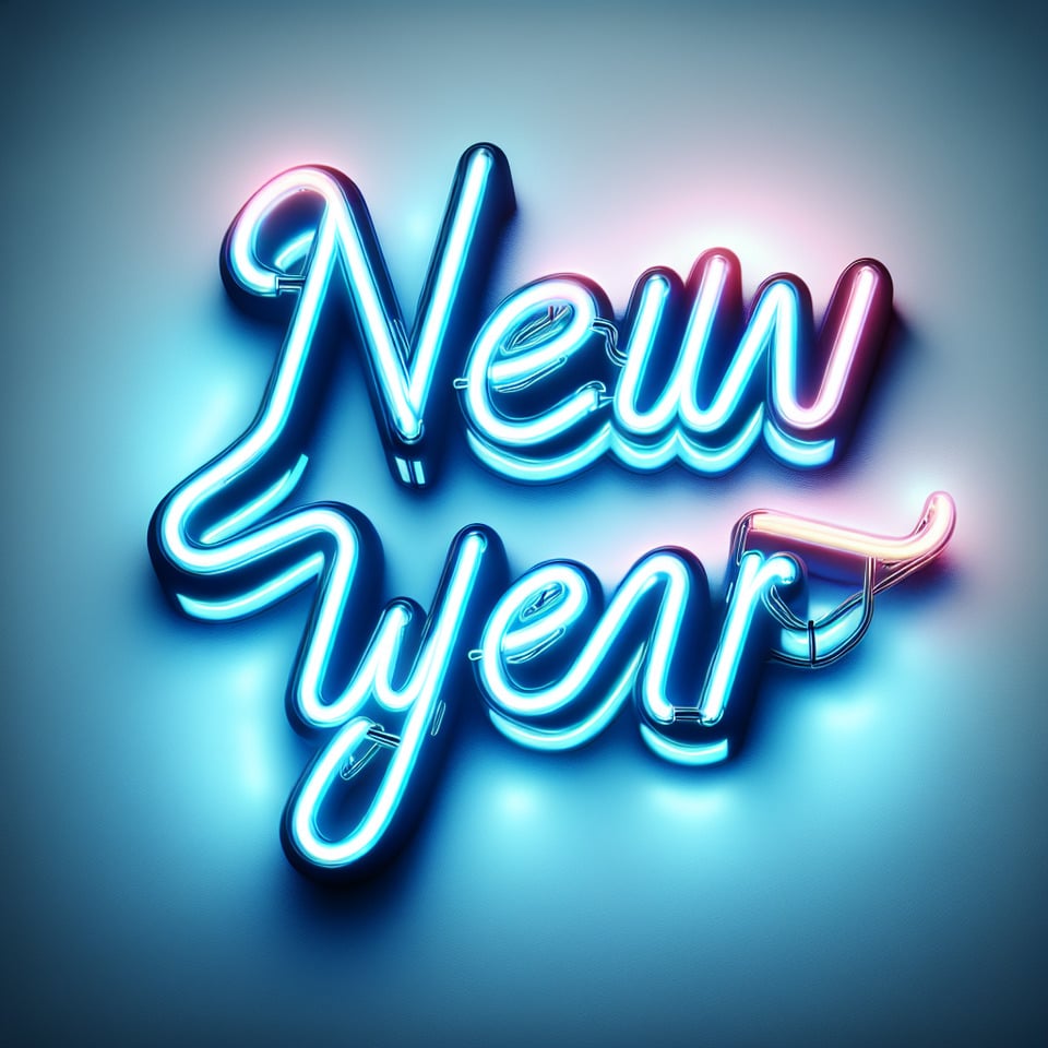 text NEW YEAR neon text effect on white background text effect image
