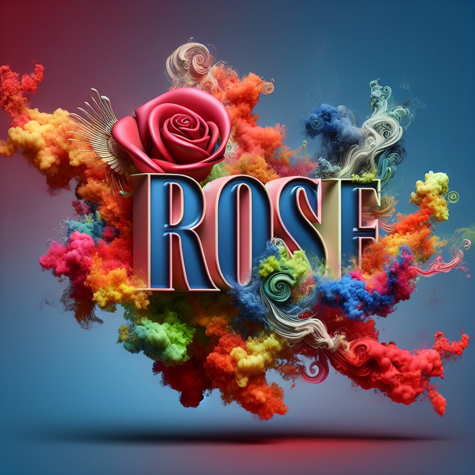 Text Rose colorful splash 3d text and smoky background text effect image