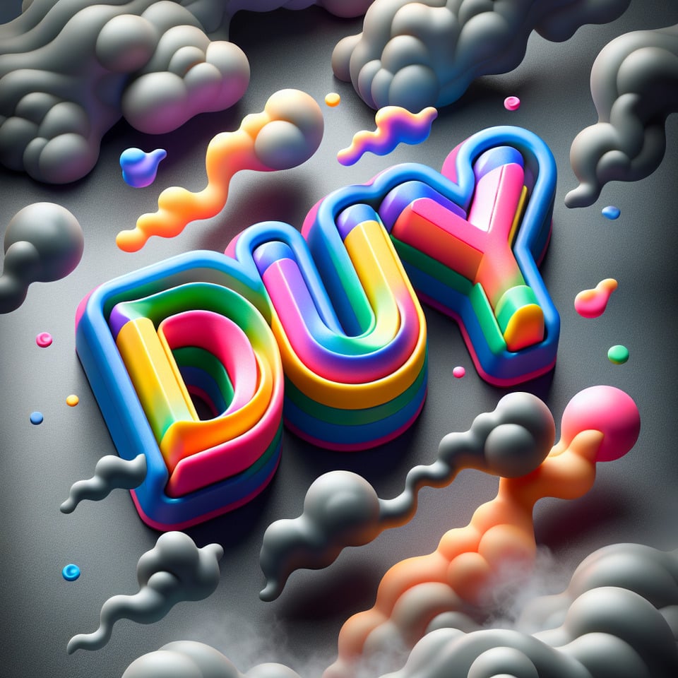 Text Duy colorful splash 3d text and smoky background text effect image