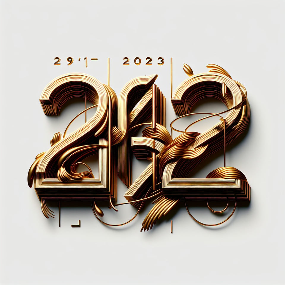 text 29/12/2023 text effect golden style on white background text effect image