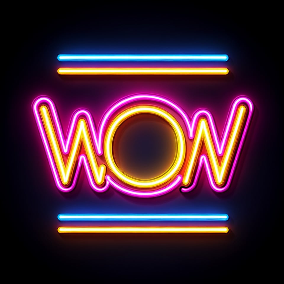 text wow neon text effect on black background text effect image
