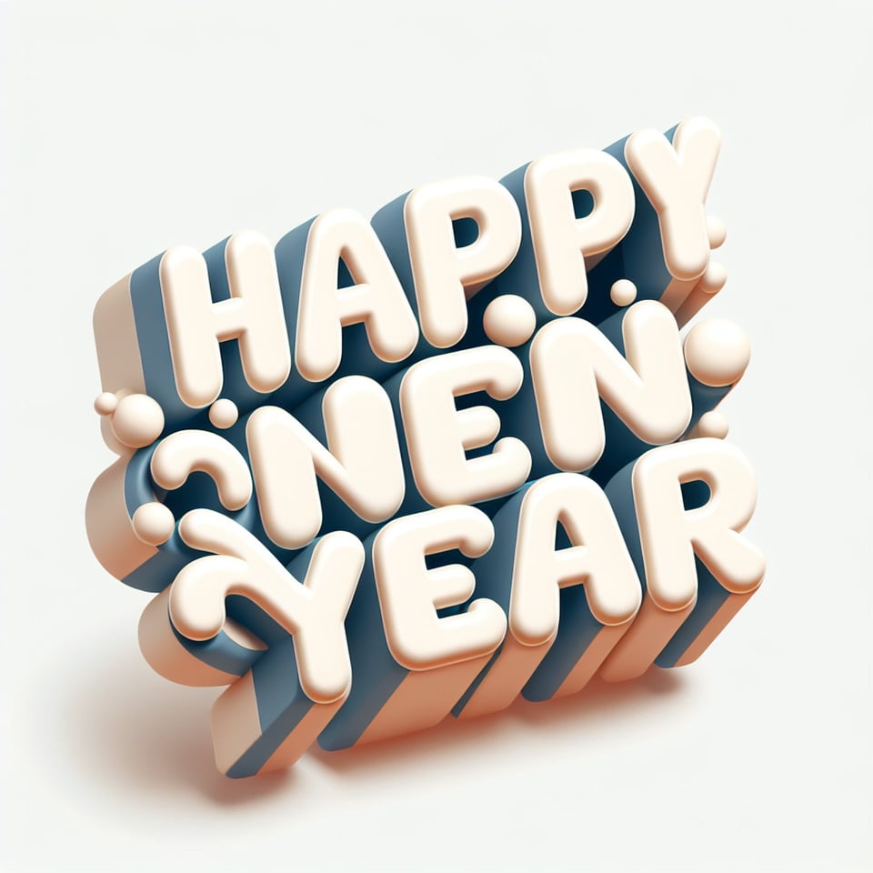 text happy new year 3d cartoon text effect on white background text effect image