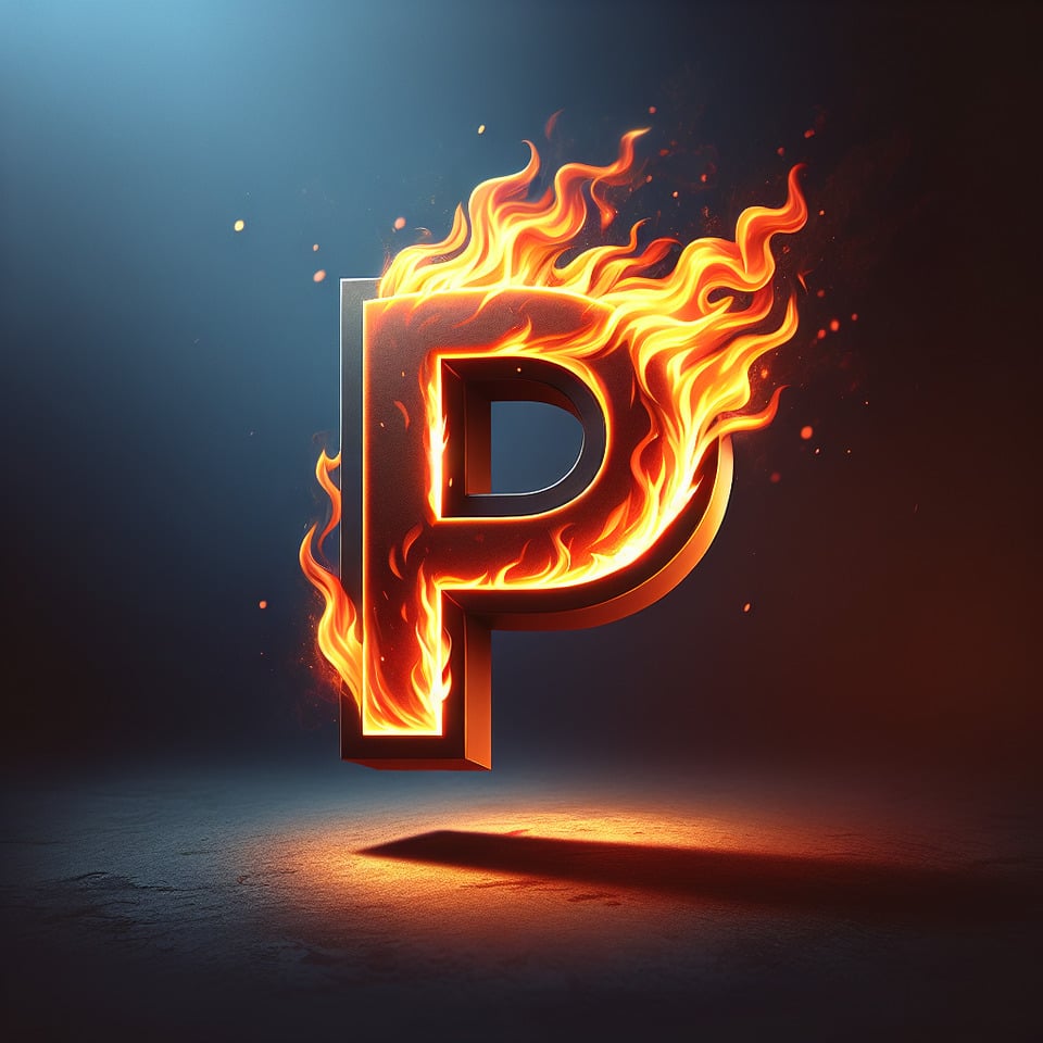 p logo design 3d fire effects text effect image