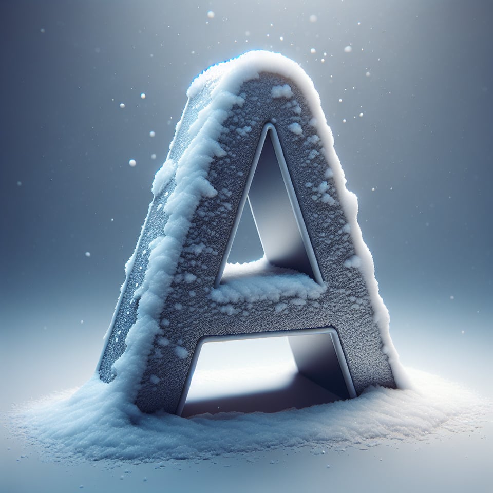 Letter 'A' logo design 3d snow effects text effect image