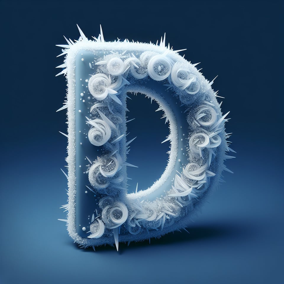 Letter 'D' logo design 3d snow effects text effect image