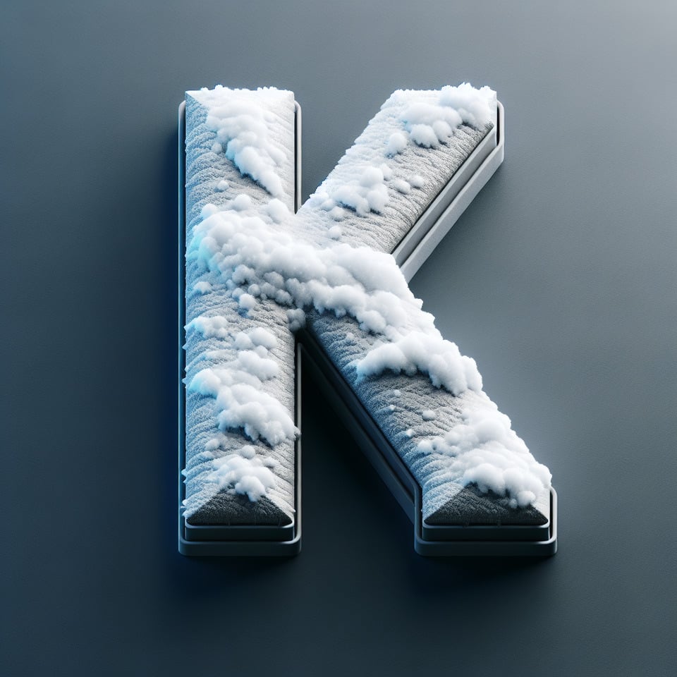 Letter 'K' logo design 3d snow effects text effect image