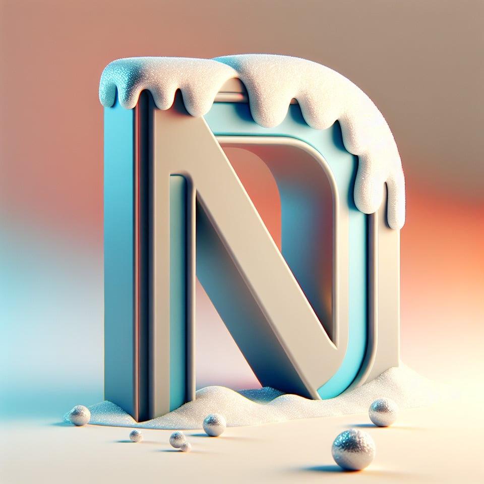 Letter 'N' logo design 3d snow effects text effect image