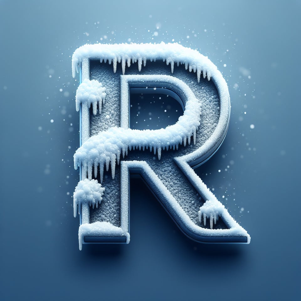 Letter 'R' logo design 3d snow effects text effect image