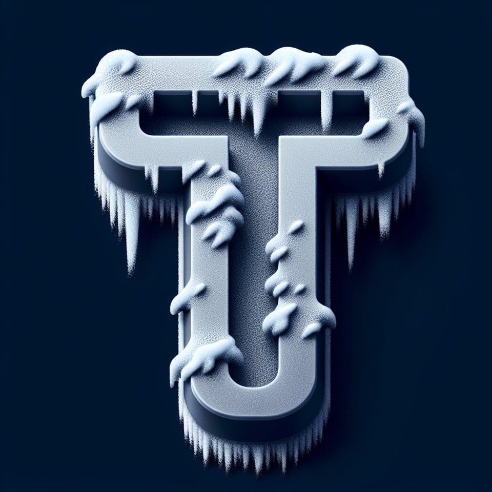 Letter 'T' logo design 3d snow effects text effect image
