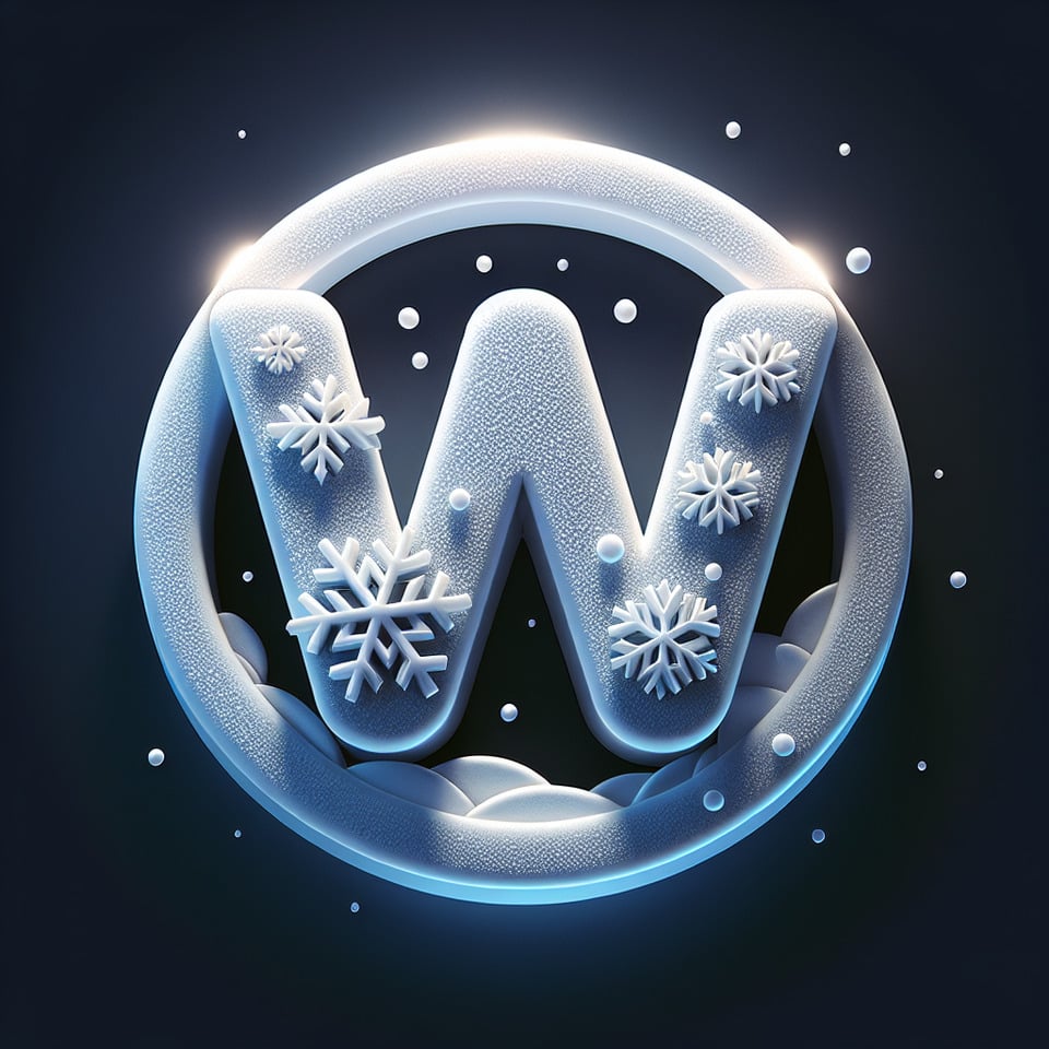Letter 'W' logo design 3d snow effects text effect image