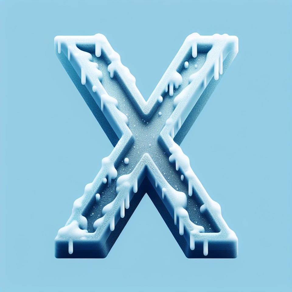 Letter 'X' logo design 3d snow effects text effect image