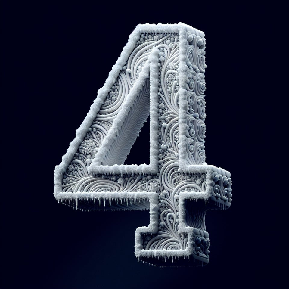 Letter '4' logo design 3d snow effects text effect image