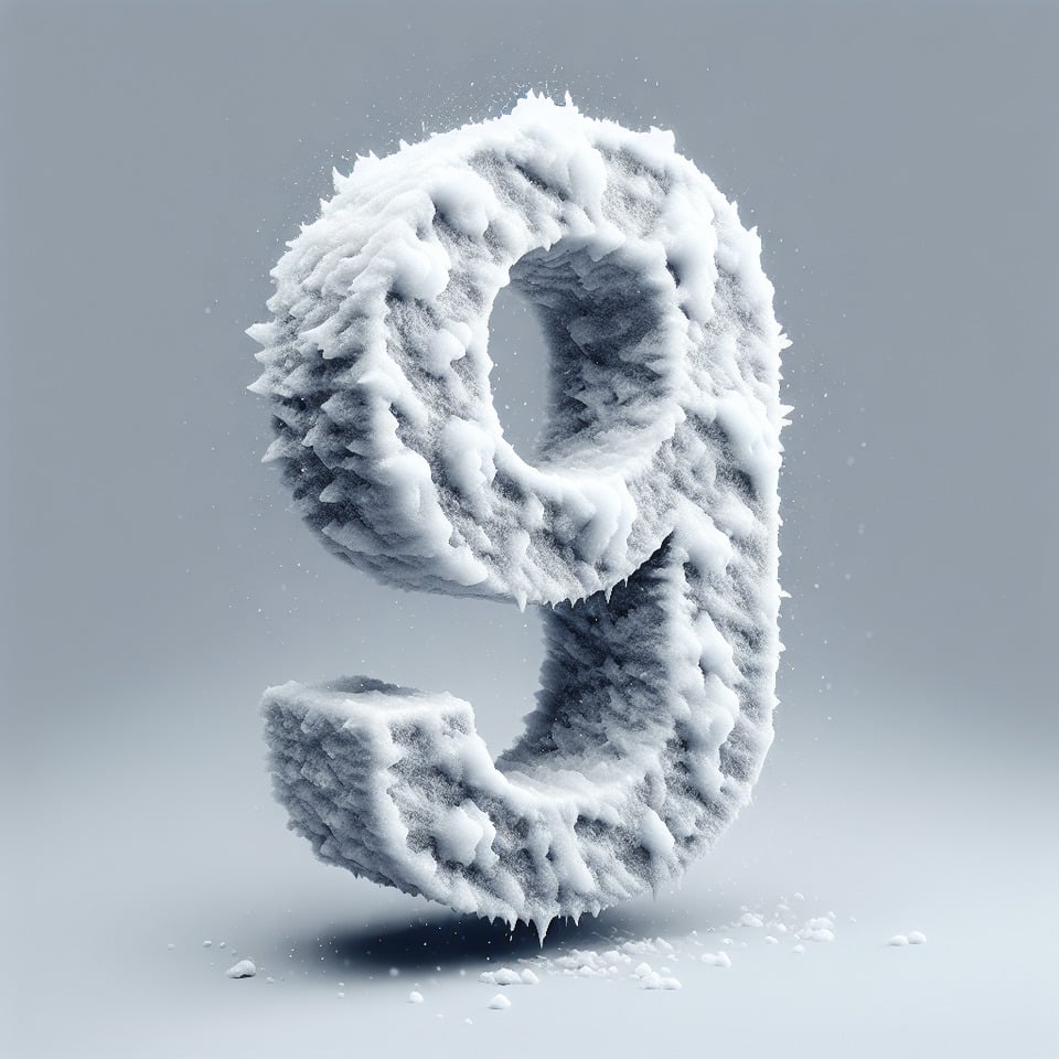 Letter '9' logo design 3d snow effects text effect image