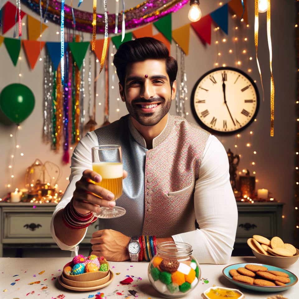 North Indian celebrating new year text effect image
