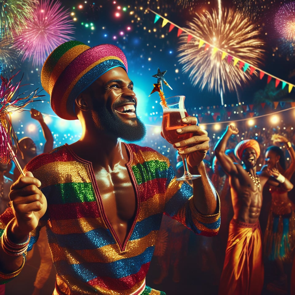 West Indian celebrating new year text effect image
