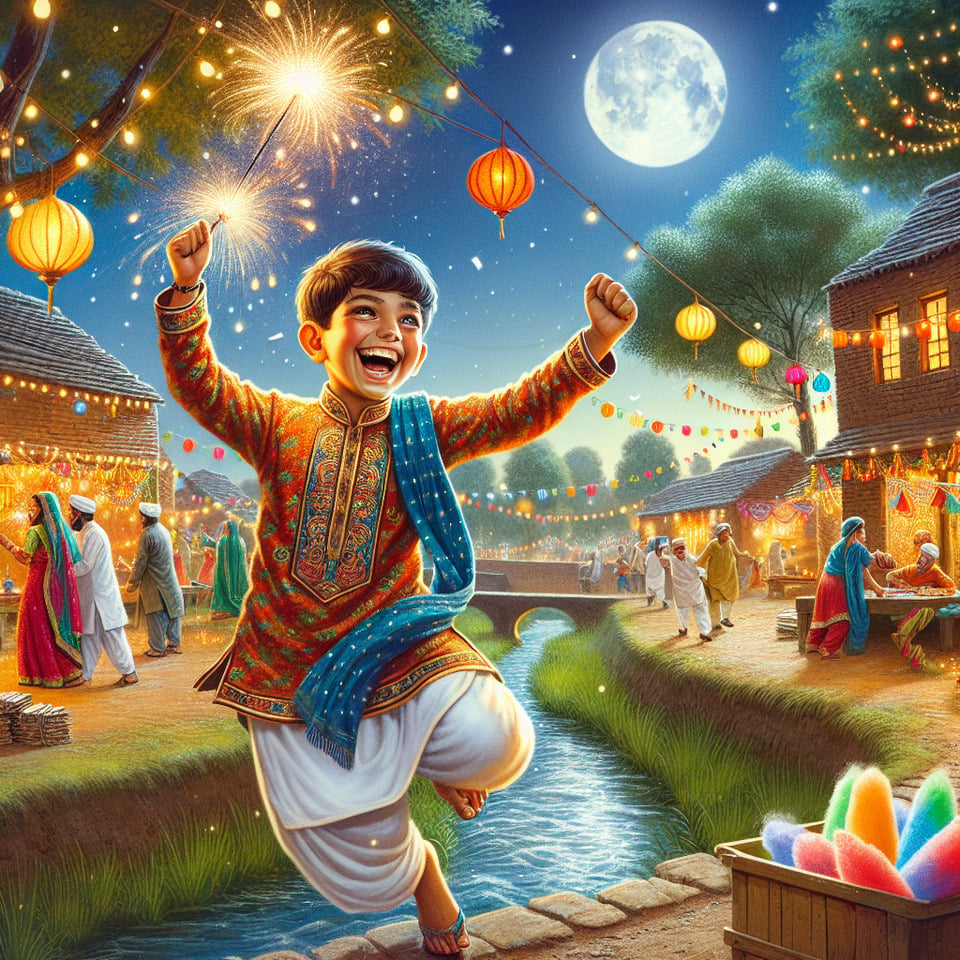 A handsome village Indian boy celebrating new year text effect image