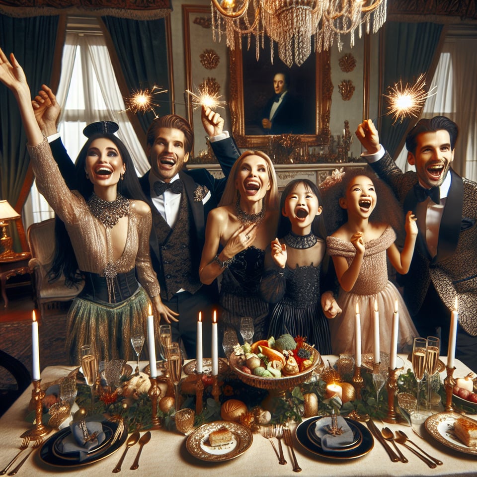 Rich Family celebrating new year text effect image