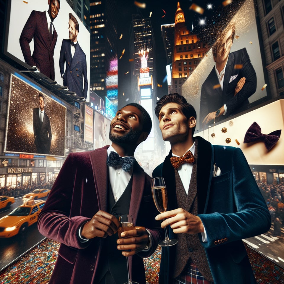 Creative ads for men's clothing on new year text effect image