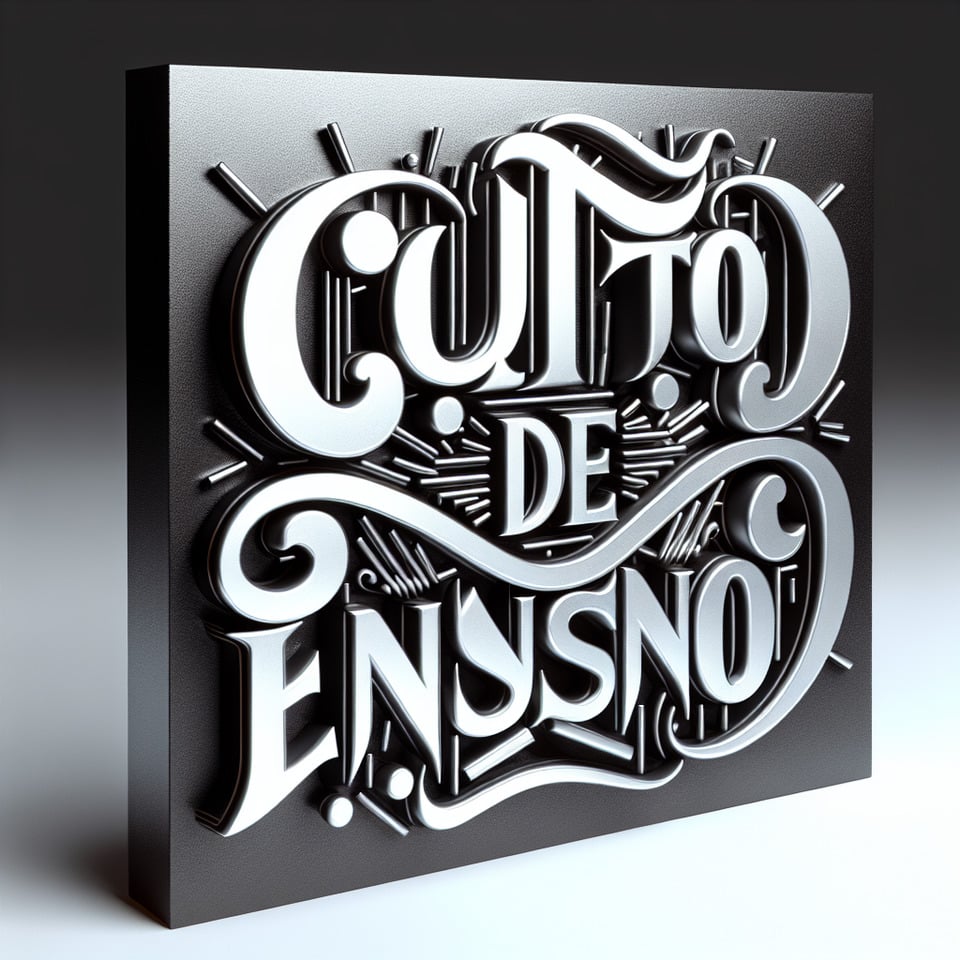 3d silver text Culto de Ensino new year text effect on black background on white background text effect image