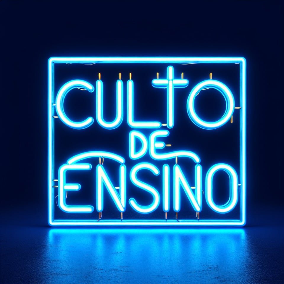 text Culto de Ensino blue neon text effect editable on white background text effect image