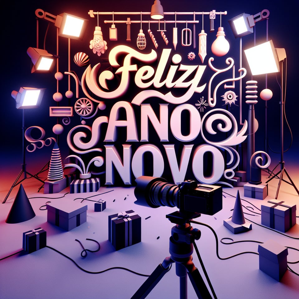 create a text Feliz Ano Novo Studio A in 3d high text effect image