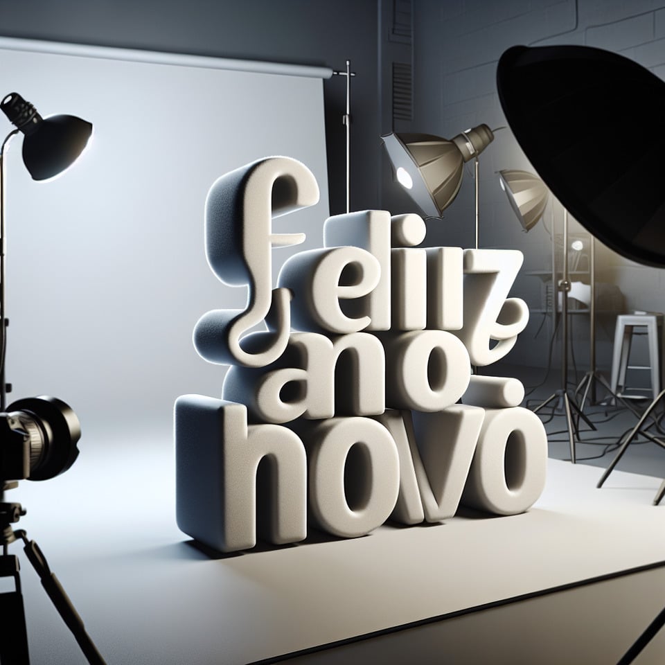 create a text Feliz Ano Novo Studio A in 3d high text effect image