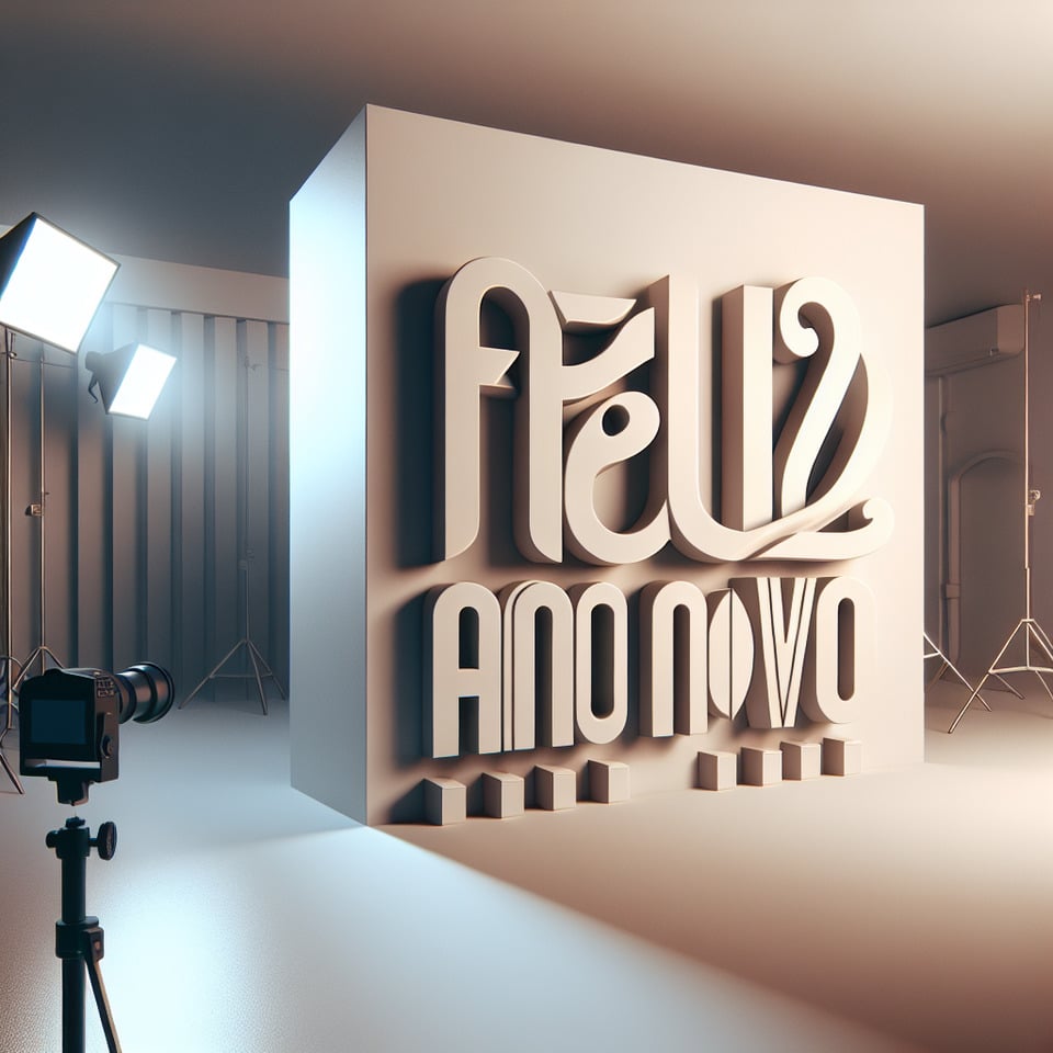 create a text Feliz Ano Novo Studio A in 3d high text effect image