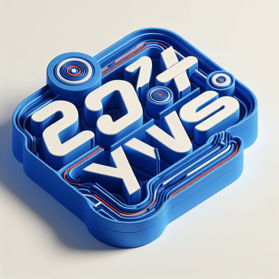 text 2024 LexNavis 3d style lettering on blue theme on white background text effect image