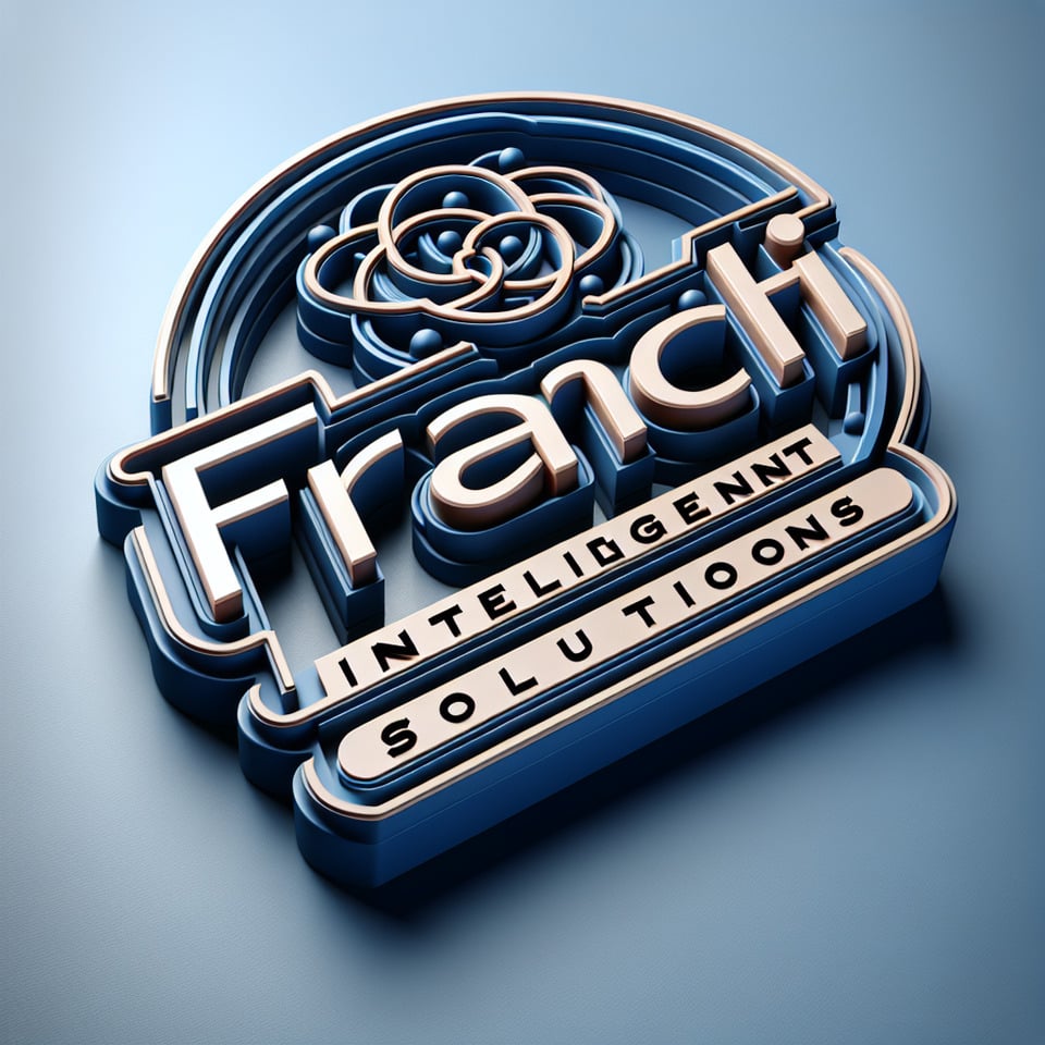 Franchi Soluções Inteligentes logo design 3d font text effect image