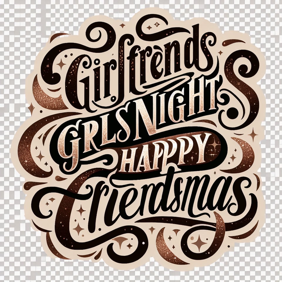 GIRLFRIENDS GIRLS NIGHTHAPPY FRIENDSMAS PNG TEXT ONLY IN BROWNS AND NUDESGLITTER text effect image