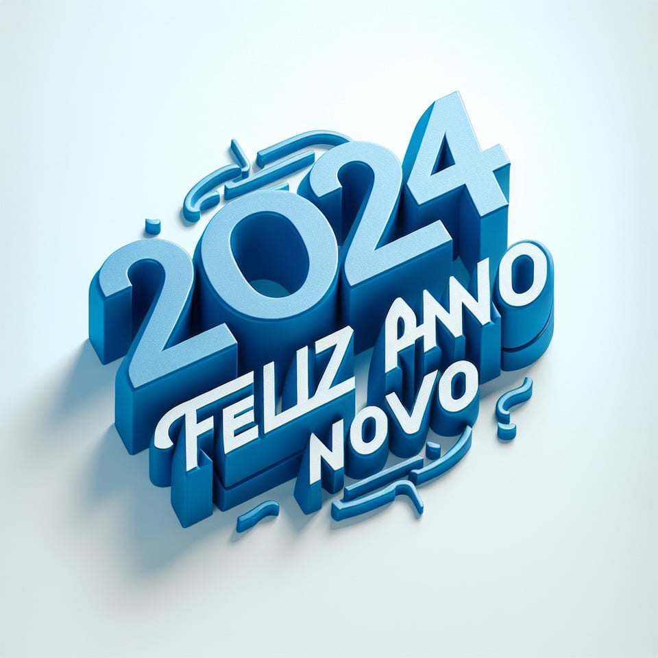 text 2024Feliz Ano Novo Studio A 3d style lettering on blue theme on white background text effect image
