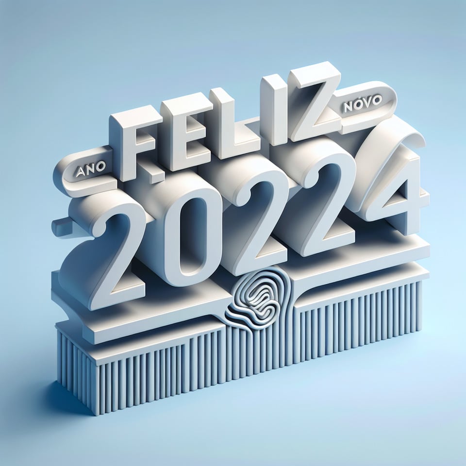 text 2024Feliz Ano Novo Studio A 3d style lettering on blue theme on white background text effect image