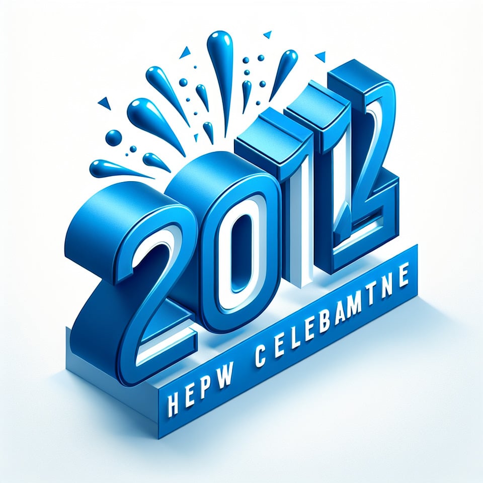 text 2024 happy new year with 3d style lettering on blue theme on white background text effect image