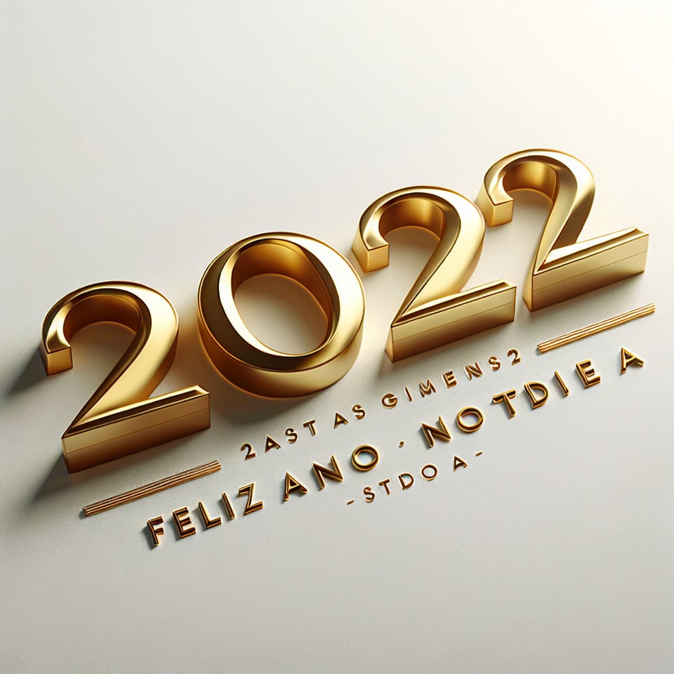 text 2024 Feliz Ano Novo Studio A lettering in luxury gold color on white background text effect image