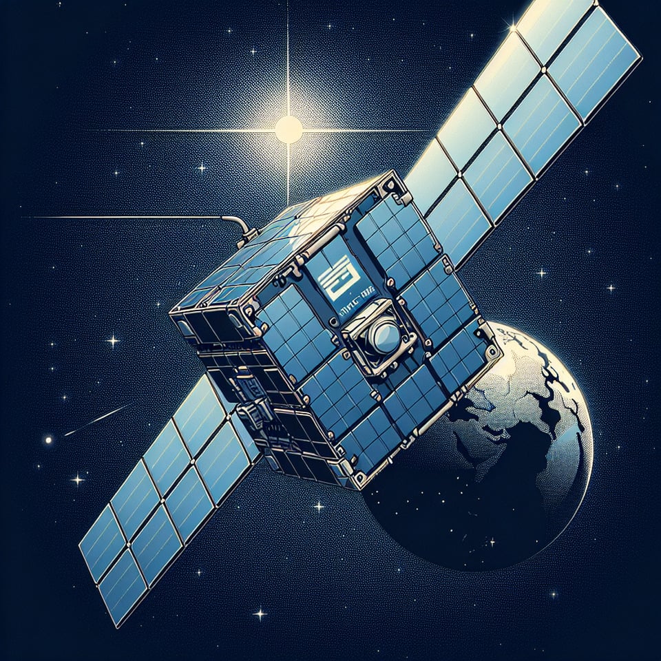 Text with background 1U Cube Satellite no solar panel not deployed in Low Earth Orbit,ITCA Space-Team text effect image