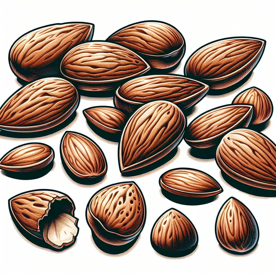 Illustration of almonds isolated on white background text effect image