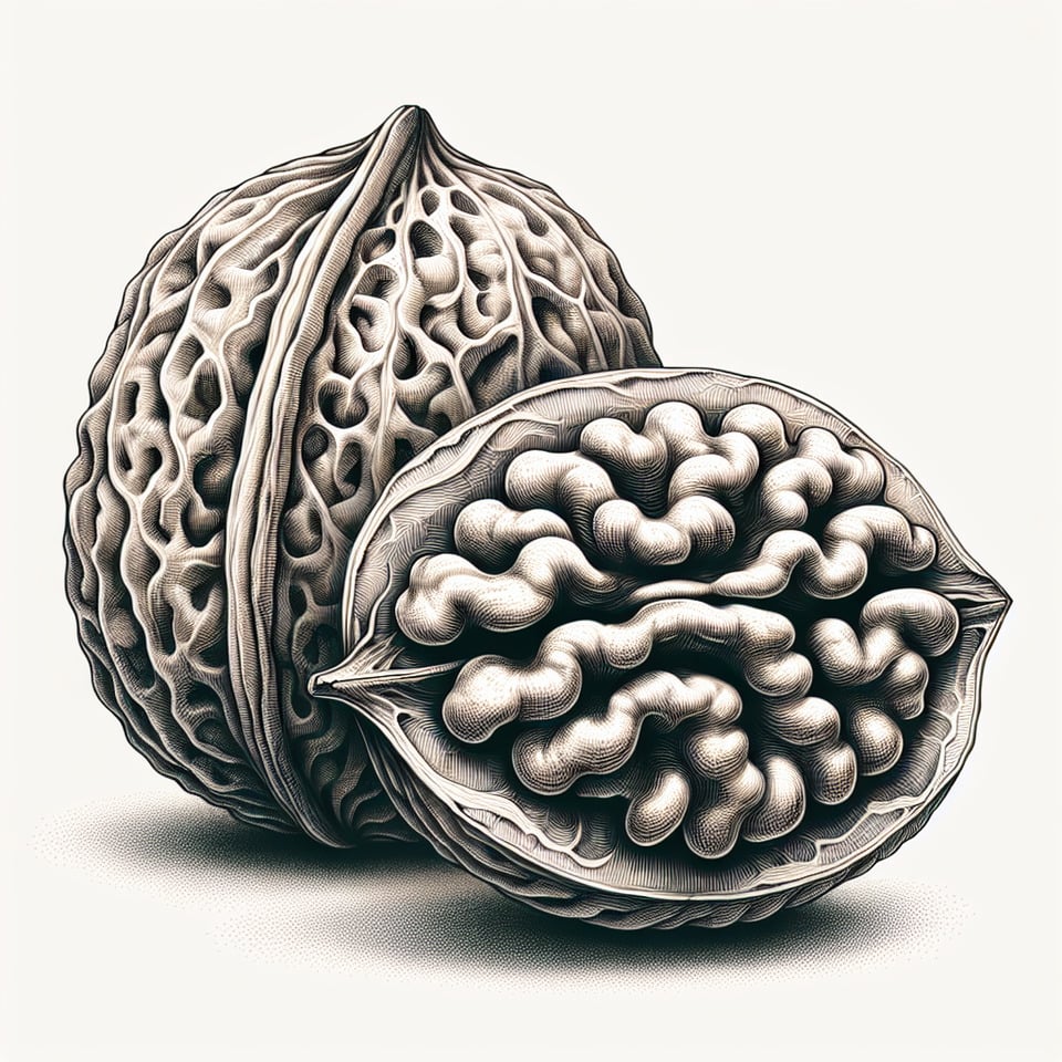 A walnut illustration isolated on white background text effect image
