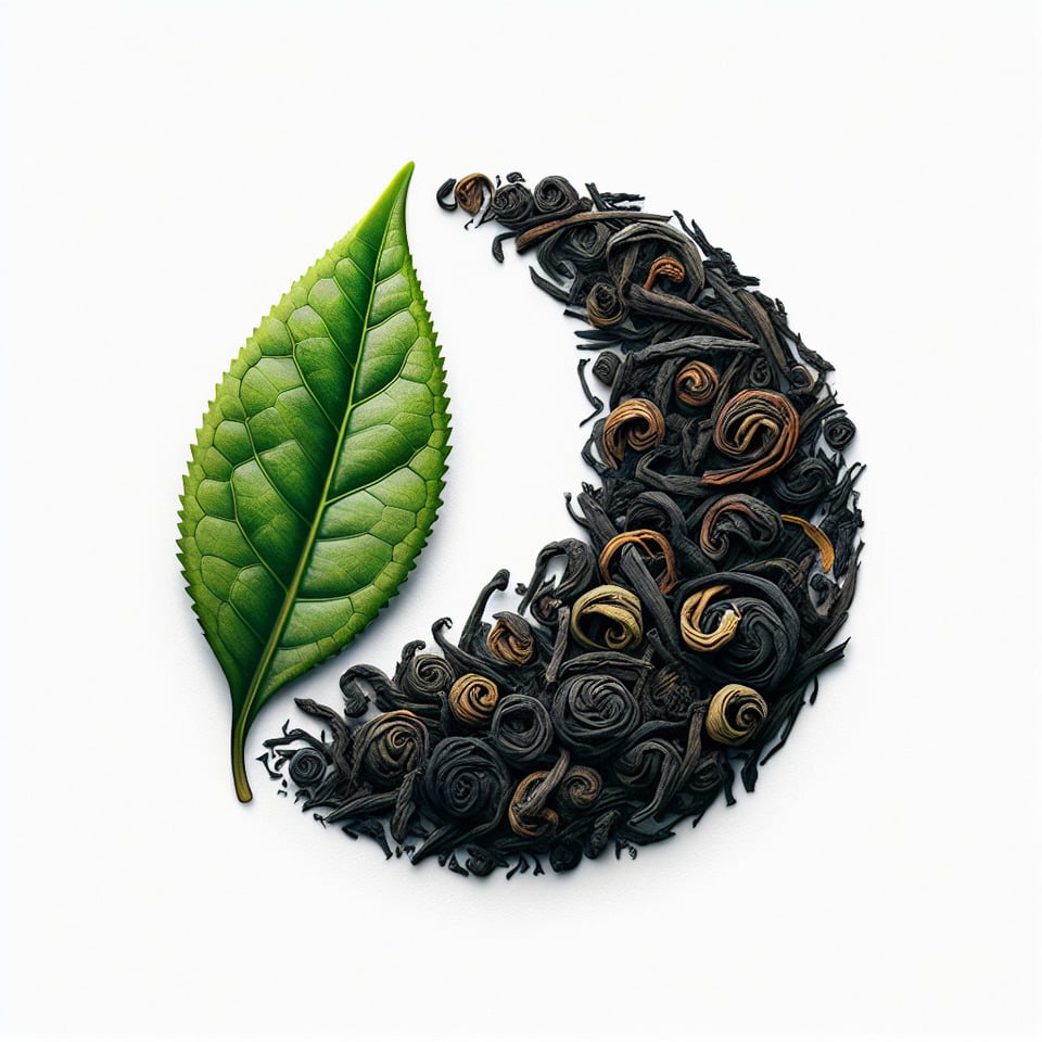 Tea leaf with dried ctc tea illustration isolated on white background. text effect image