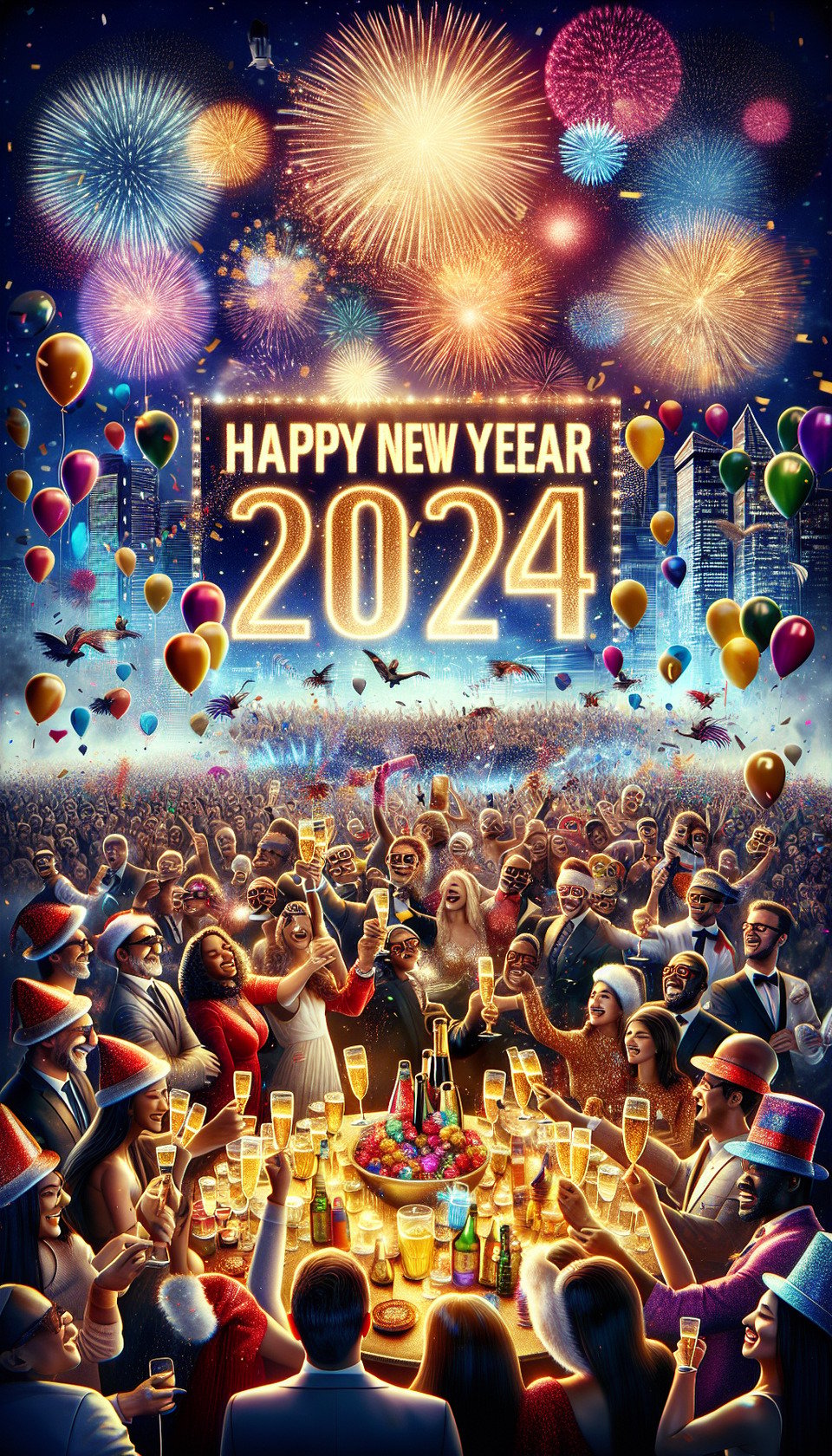 Happy New Year 2024 text effect image