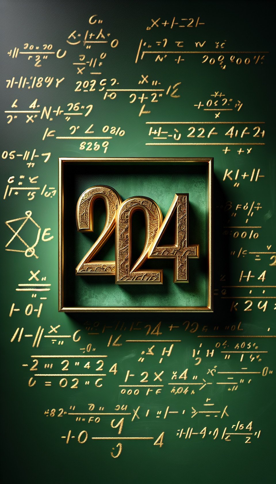 text 2024 golden luxury text effect in square box with Green Board and Mathematics 10th std Formulas text effect image