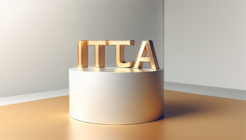 3d text IITCA render lettering gold with podium on white background text effect image