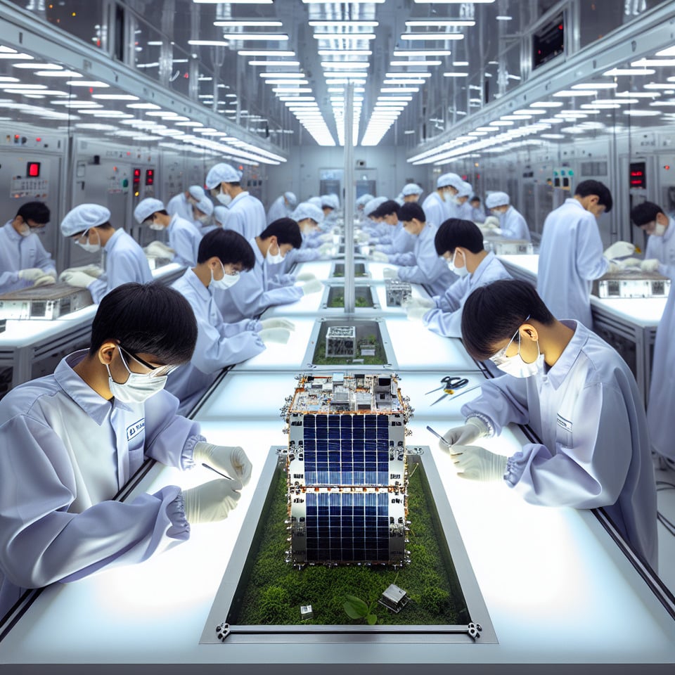Indian school students working 1U cubesat in clean room: ITCA text effect image