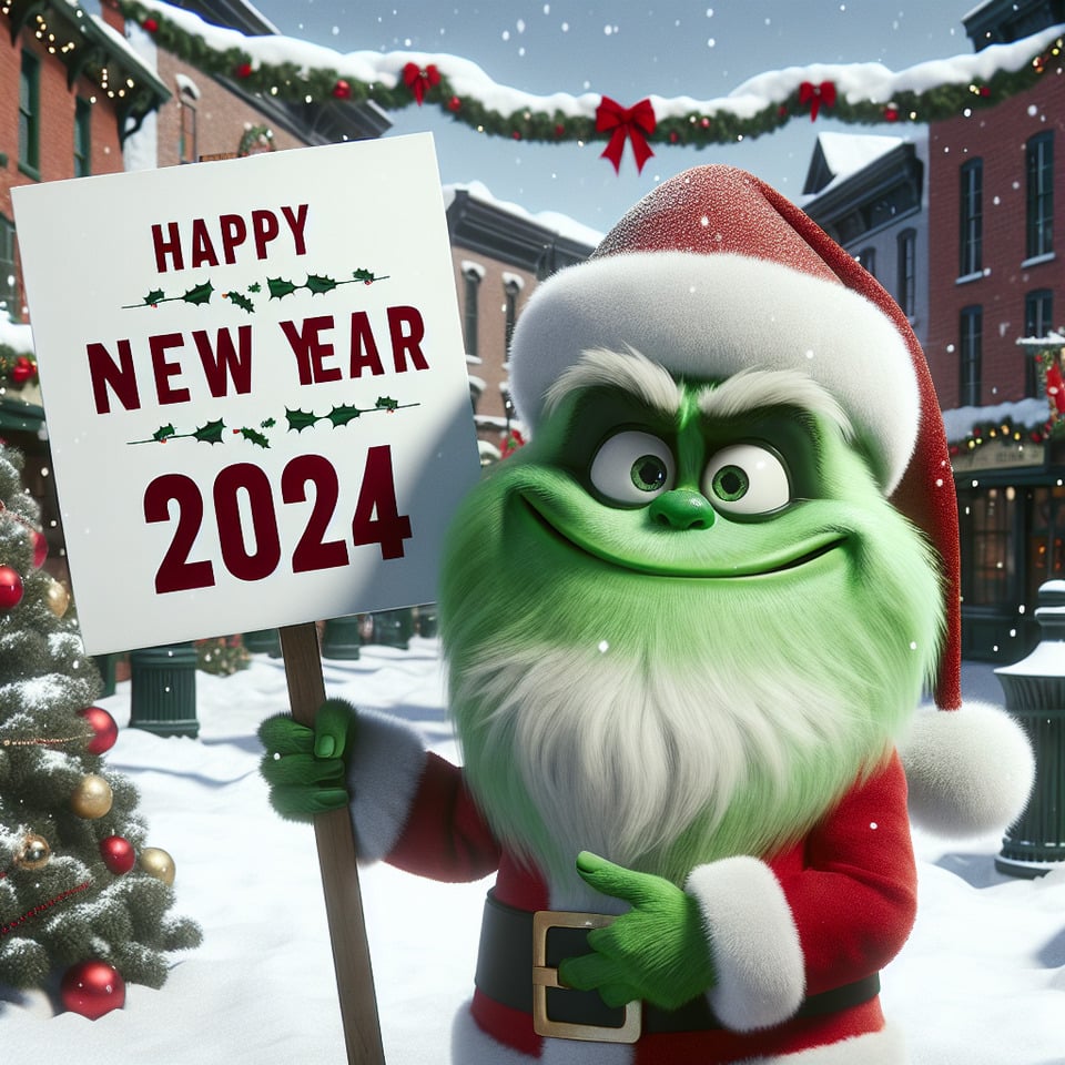 grinch Happy New Year 2024 text effect image