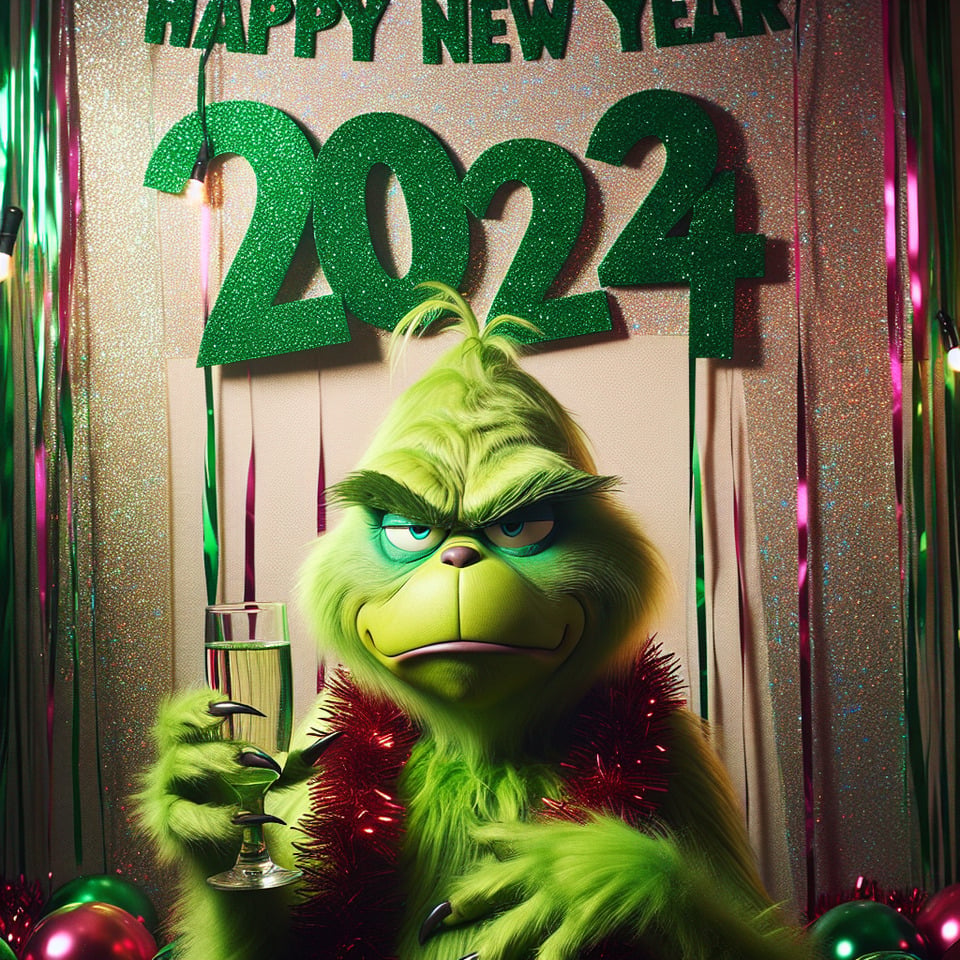 grinch Happy New Year 2024 text effect image