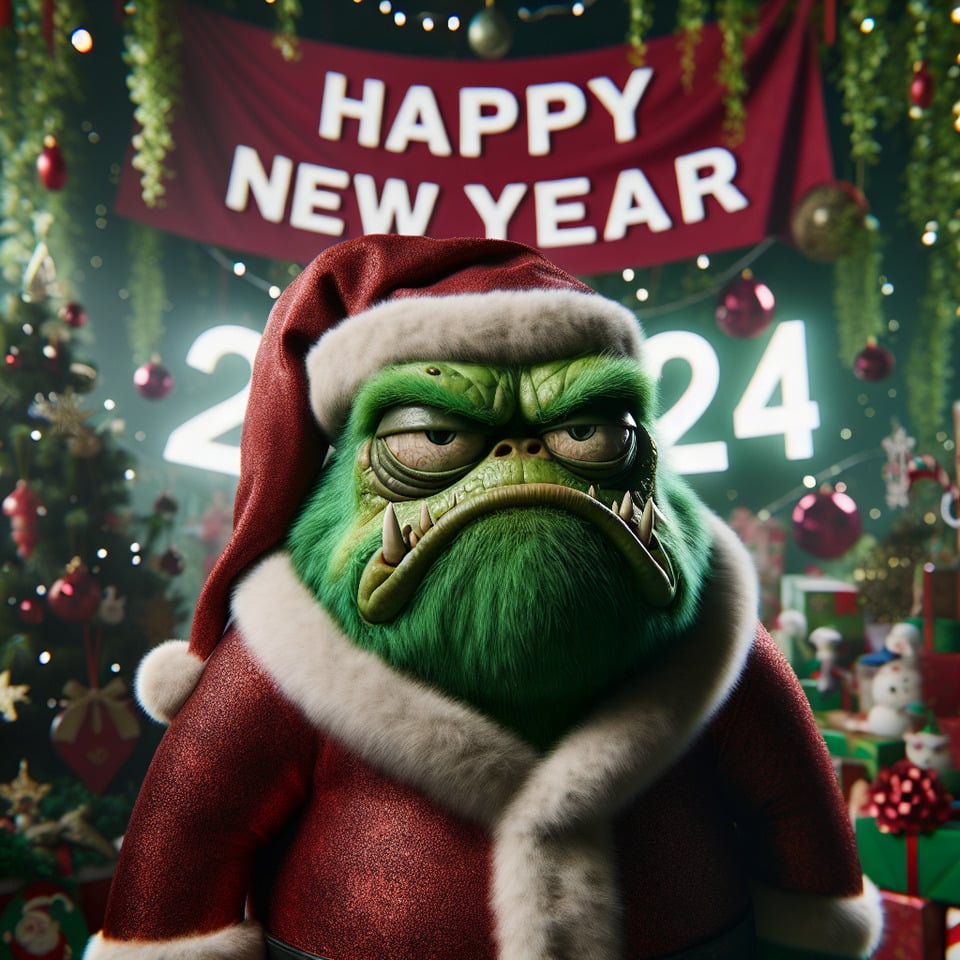 grinch Happy New Year 2024 text effect image