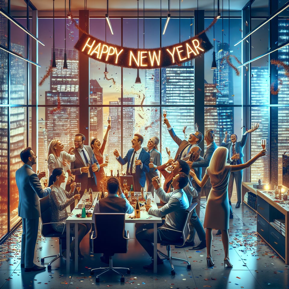 Real Estate celebrating New Year text effect image